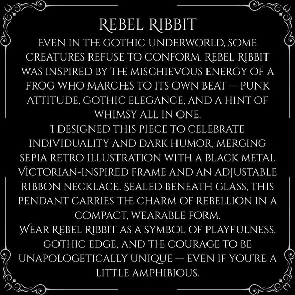 Rebel Ribbit – Punk Goth Frog Necklace | Black Metal Round Pendant - Picture 4 of 4